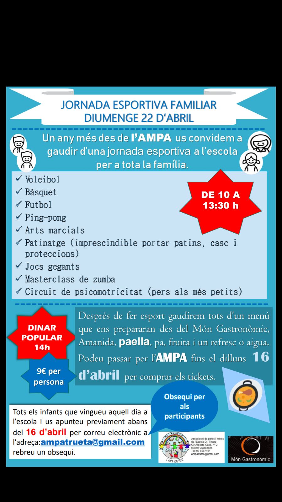 JORNADA ESPORTIVA FAMILIAR DIUMENGE 22 D’ABRIL