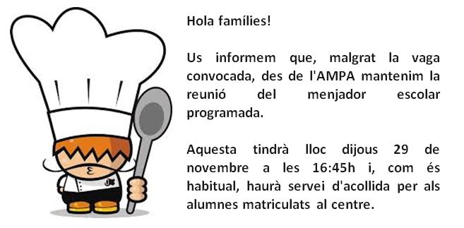 PROPERA REUNIÓ MENJADOR