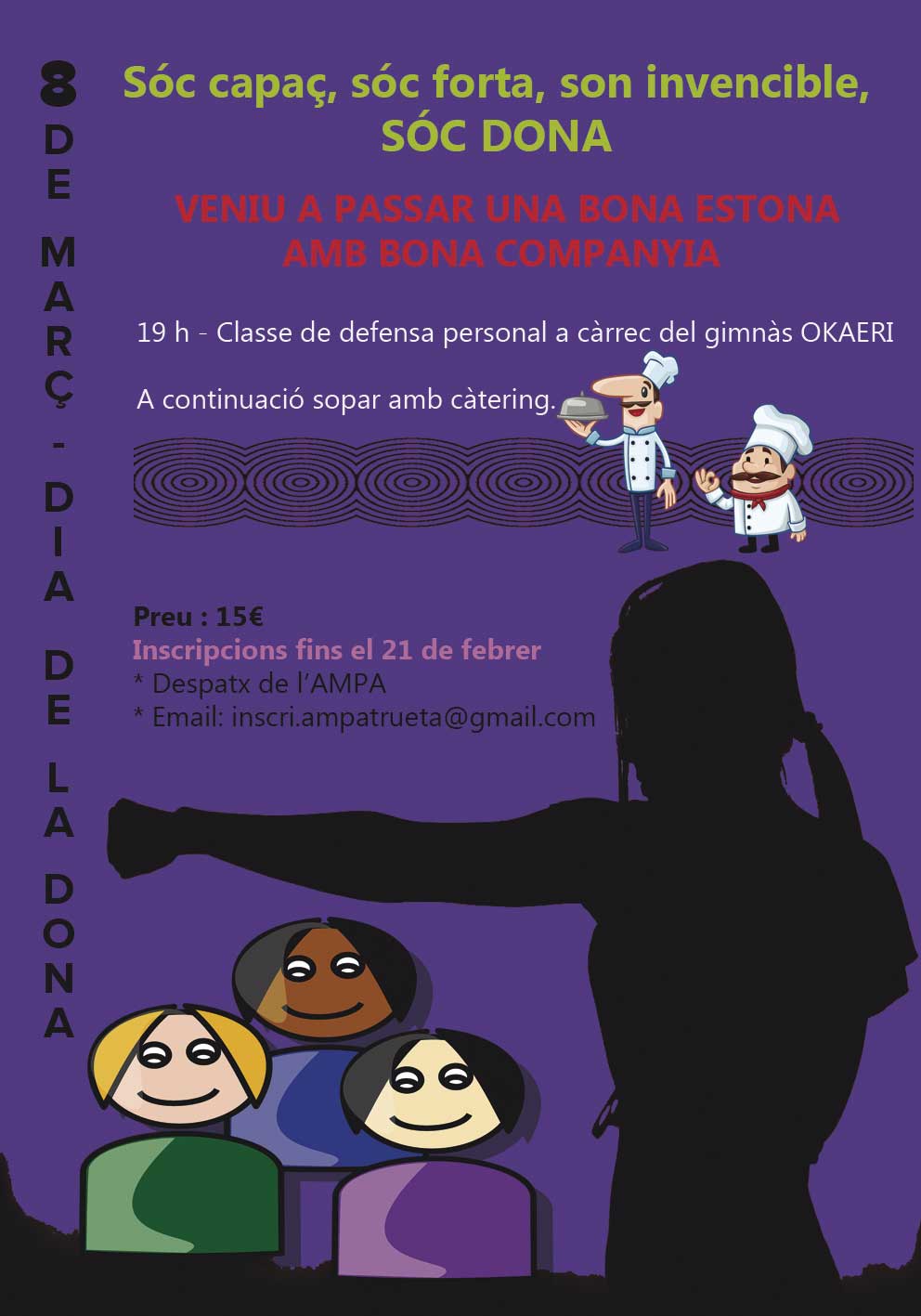 Hola a totes! dones, mares, iaies, tietes, germanes de l’escola!